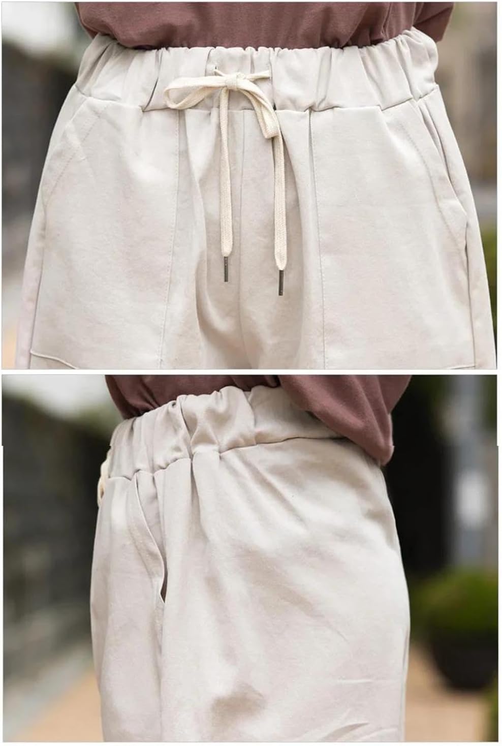Women Summer Shorts Cotton Wide Leg Casual Loose Elastic Waist Short Pants