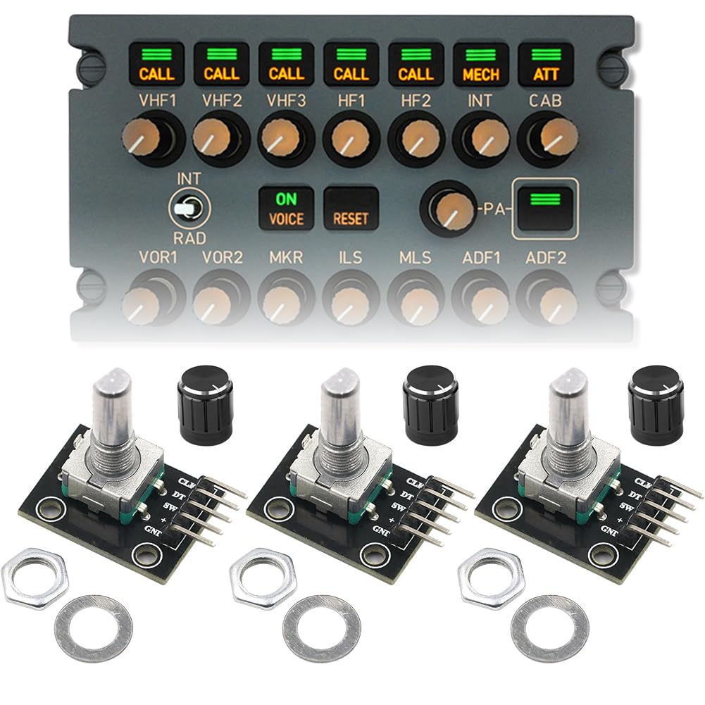Rotary Encoder,Codeur Rotatif,360 Degrés Codeur Rotatif,Encodeur,Codeur Rotatif,Potentiomètre Numérique,5Pin Commutateur De Codeur avec Capuchon de Bouton pour Arduino,3 Set