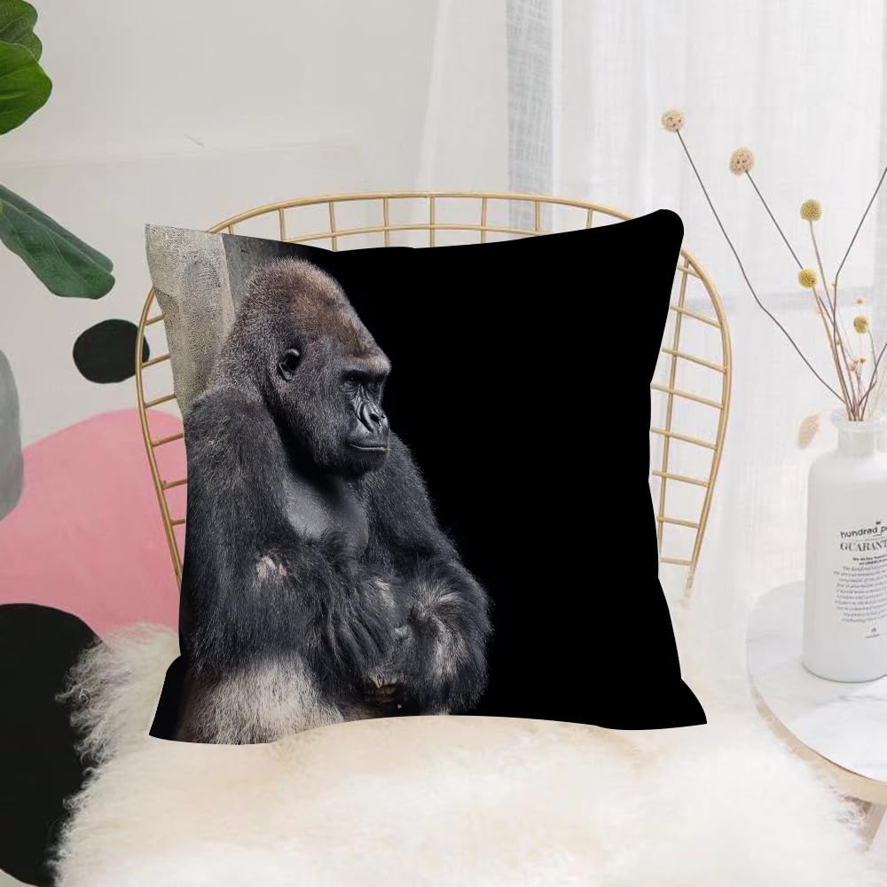 HYOSXW Cushion Cover,Throw Pillow Case Home Decorative for Living Room Bedroom Sofa Chair 16X16 Inch,A majestic gorilla with arms crossed, exuding tranquility and inner reflection,Pillowcase 40X40cm