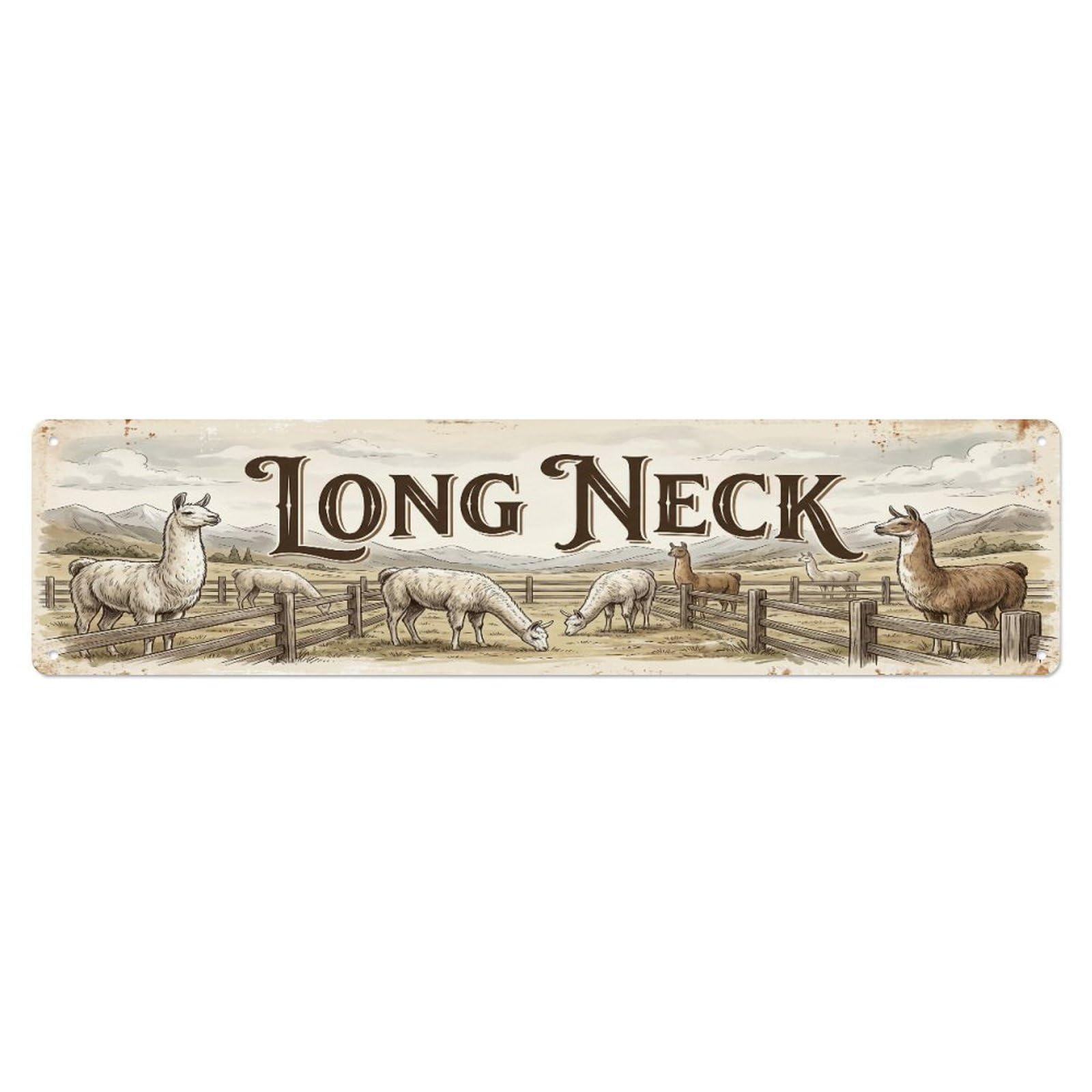 Xanthor Style Metal Tin Sign Vintage Pen Neck Llama Farmhouse Funny Llama Backyard Farm