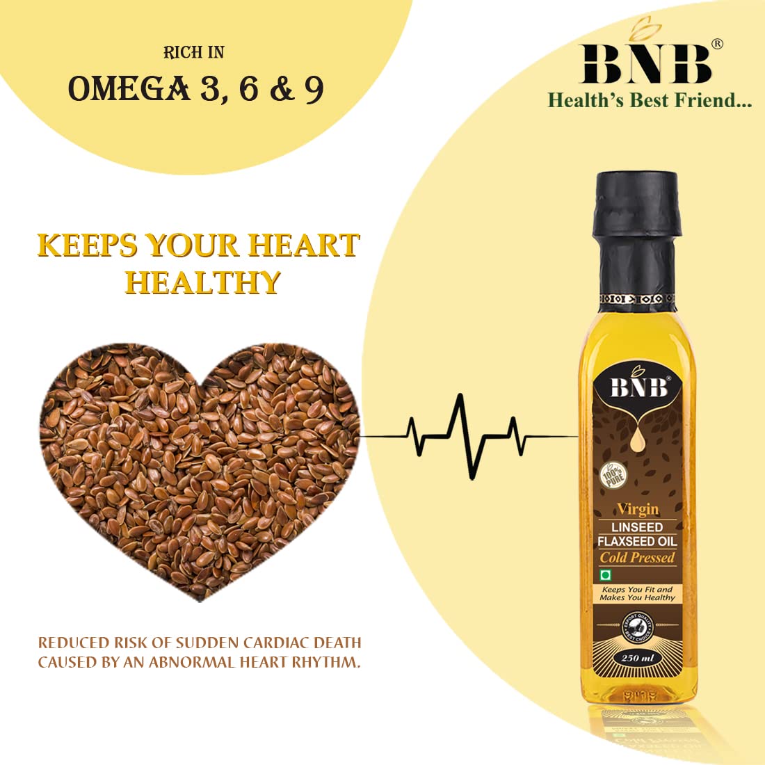 Bnb Virgin Cold Pressed Pure Flaxseed Oil 500 Ml Omega | Desertcart  Seychelles