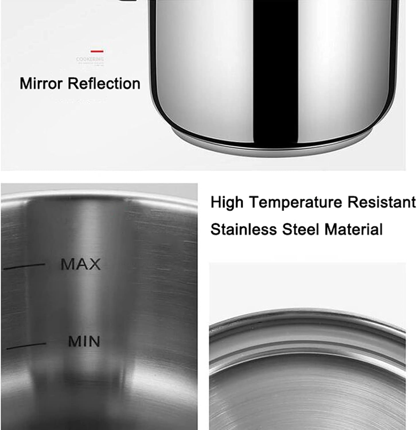 Stainless Steel High Pressure Cooker,Household Explosion-Proof Gas Induction Cooker Pressure Cooking Pot Suitable for 2-6 People Use,Silver-6L