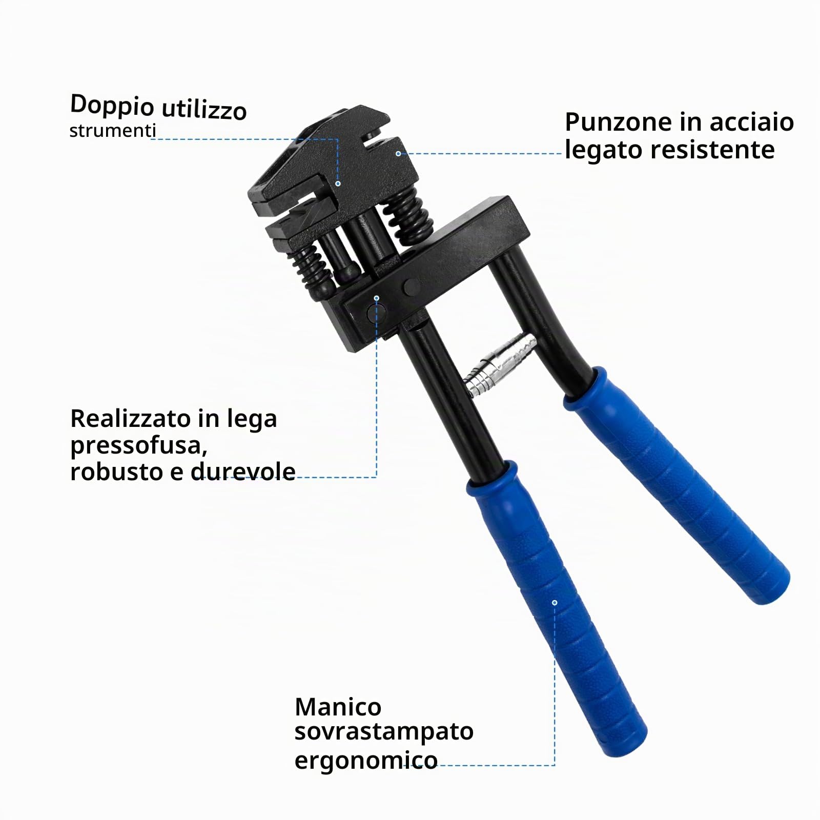 Pinza Combinata 2 in 1 Punzonatura e Infilatura Ø 5 mm Pinze Punch Tool Flanging Perforatrice Lamiera Pinzas Multiuso Testa con Manici Imbottiti