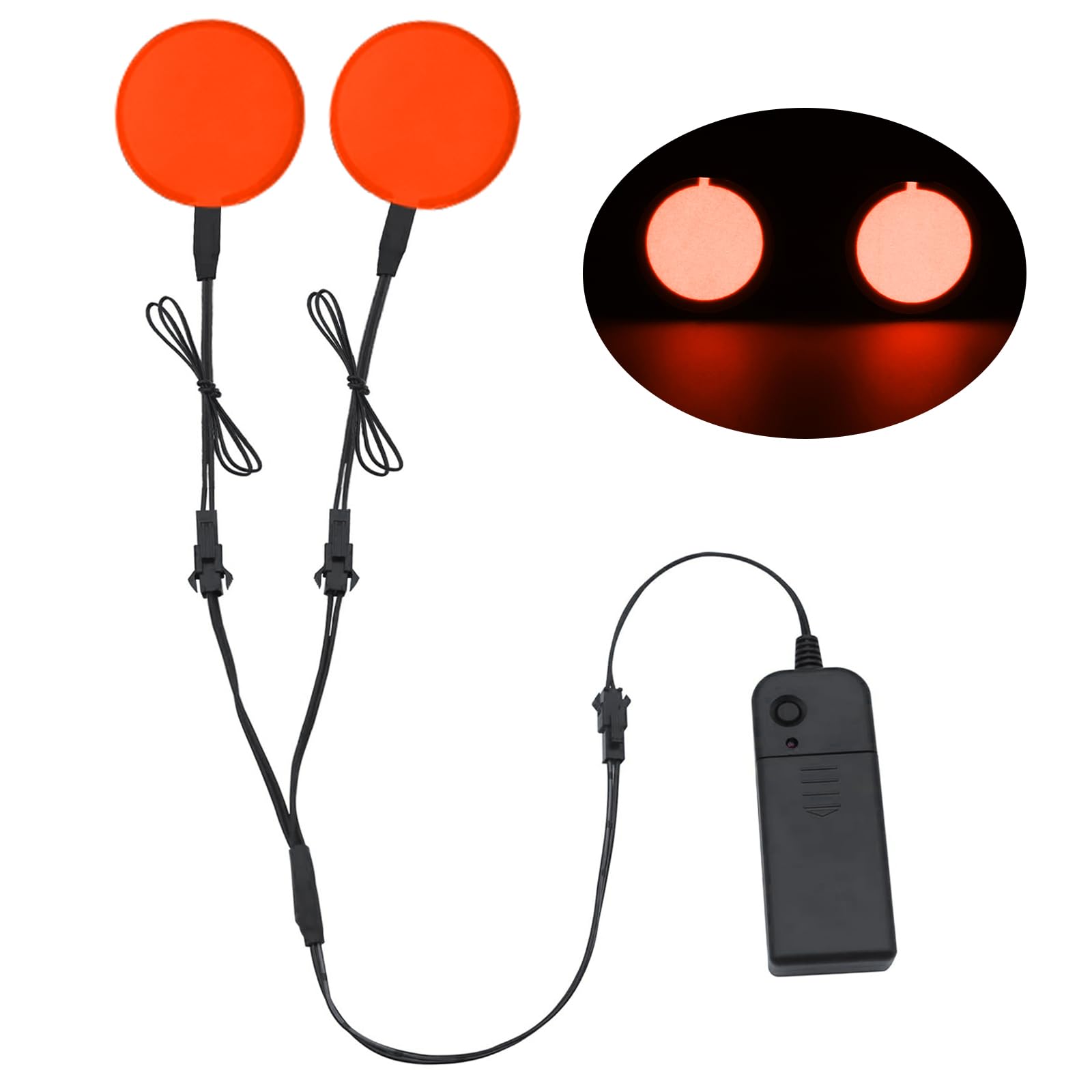 2 Stück 50 mm EL Panel Licht Elektrolumineszenz-El Blatt Panel Licht Runde DIY Schneidbare Hintergrundbeleuchtung Neon Blatt für Cosplay Party Maske Augen Superhelden Helm Dekoration (rot)