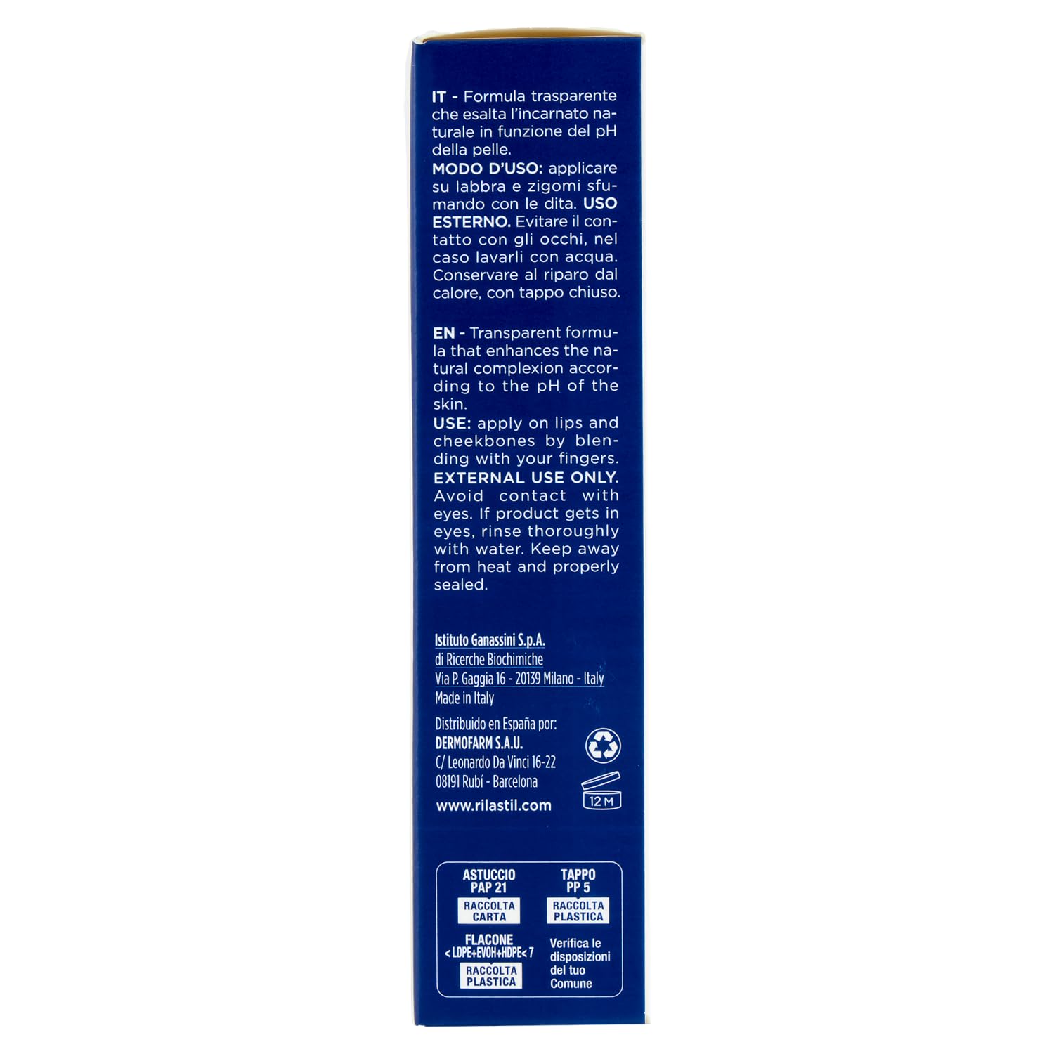 Rilastil Difesa Make Up, Stick Labbra e Guance, Attivatore di Colore, pH reagente, Alta Tollerabilità, per Pelle Sensibile