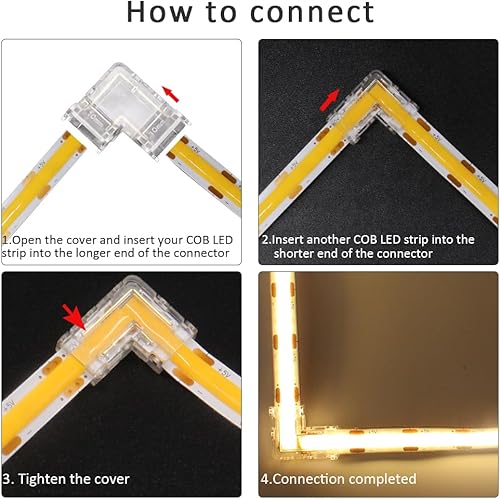 Miniatura 4 de MJJC 6 conectores de esquina de luz LED COB de 2 pines de 0.315 in, en forma de L, tira de 90 grados para tira de conectores rápidos sin soldadura