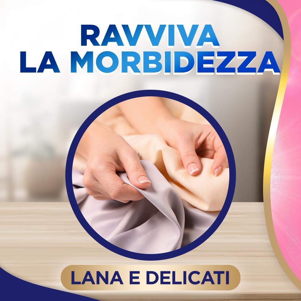 Lip Woolite Detersivo Lavatrice Lana e Delicati 25 Lavaggi, 4 Confezioni da 1500 ml di Detersivo Lavatrice Liquido Lana e Delicati con Cheratina