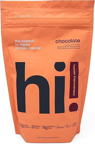 Human Improvement Hi Organic Whole Food Protein Powder - Proteína en polvo sin lácteos sin lactosa sin azúcar añadida sin gluten sin soja sin OMG
