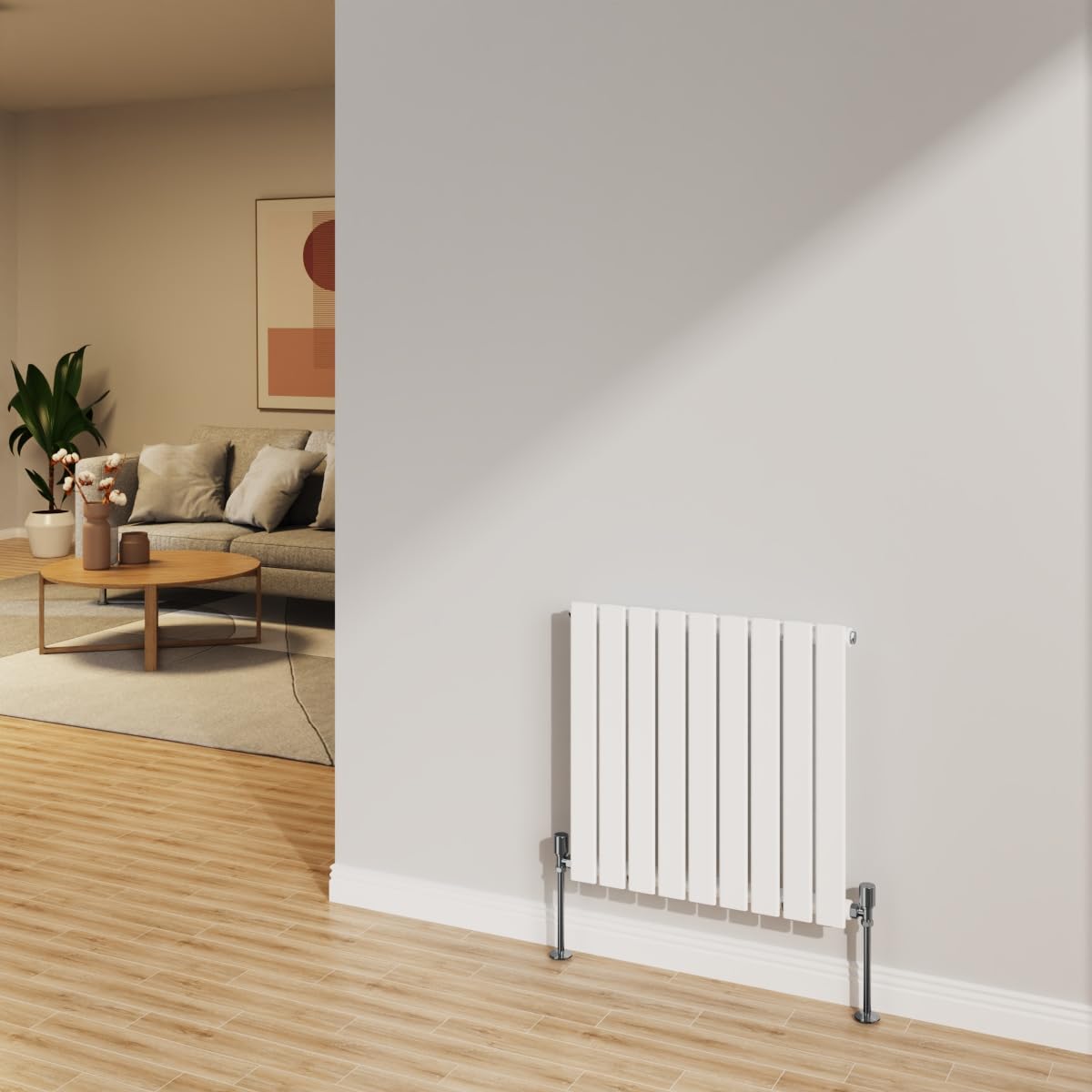 Nrg Gloss White Radiator 600X612mm Horizontal Flat Panel Single Radiator