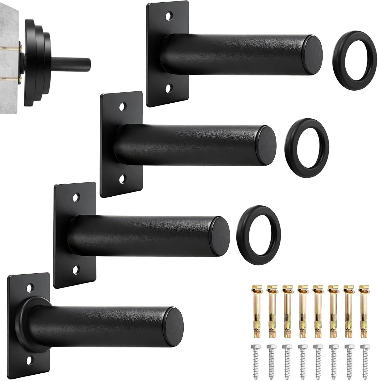 Tebery 4 Pack Wall Mount Weight Plate Holder, 220 LB Capacity Weight Plates Rack for Home Gym, Heavy Duty Barbell Plates Storage Hanger, Space Saving Plate Organizer for Garage