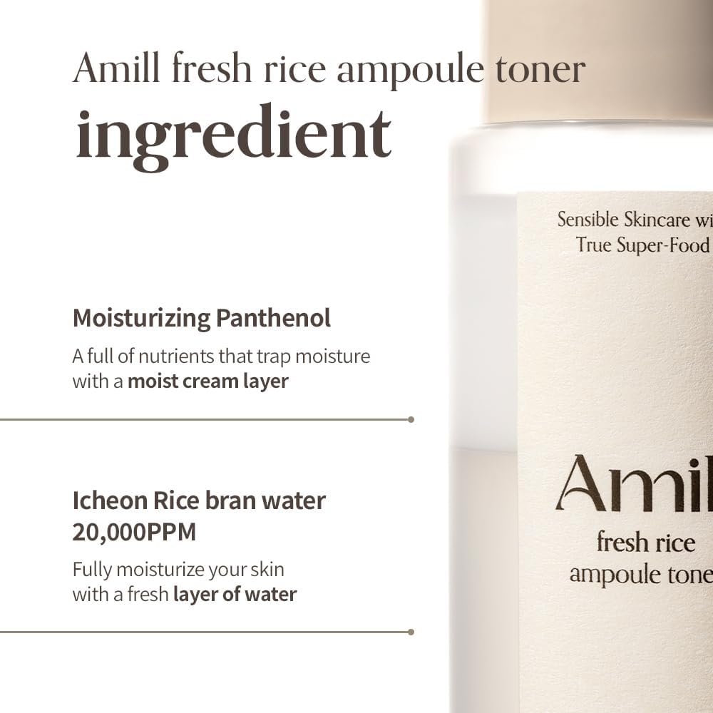Amill Fresh Rice Ampoule Toner (200ml) - Hydrating & Soothing Vegan Face Toner - Image 4
