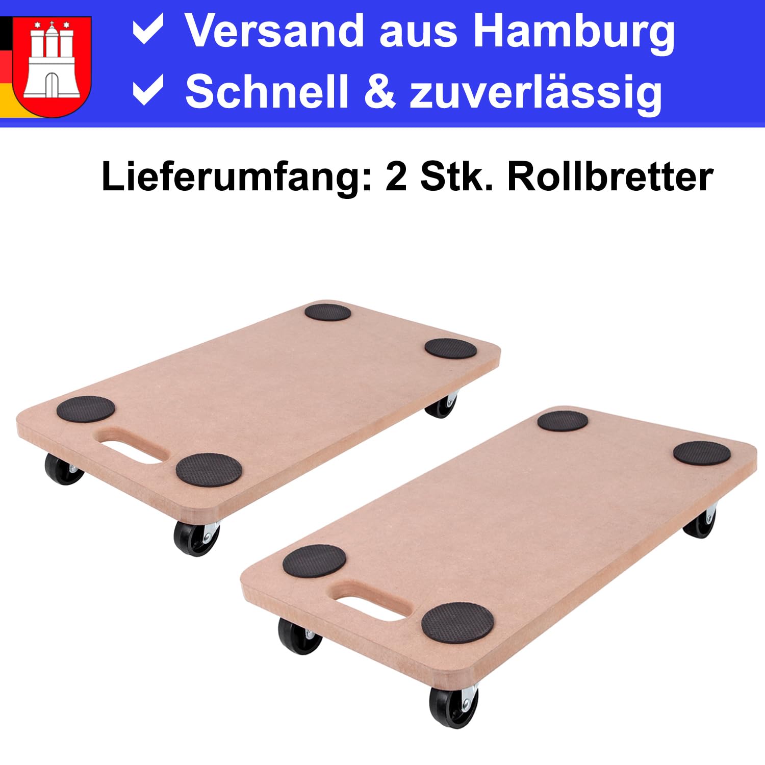 Rollbrett Möbelroller 2 STK. Möbelhund Tragkraft bis 200kg Transportroller Transportbrett Rollwagen Handwagen Kistenroller