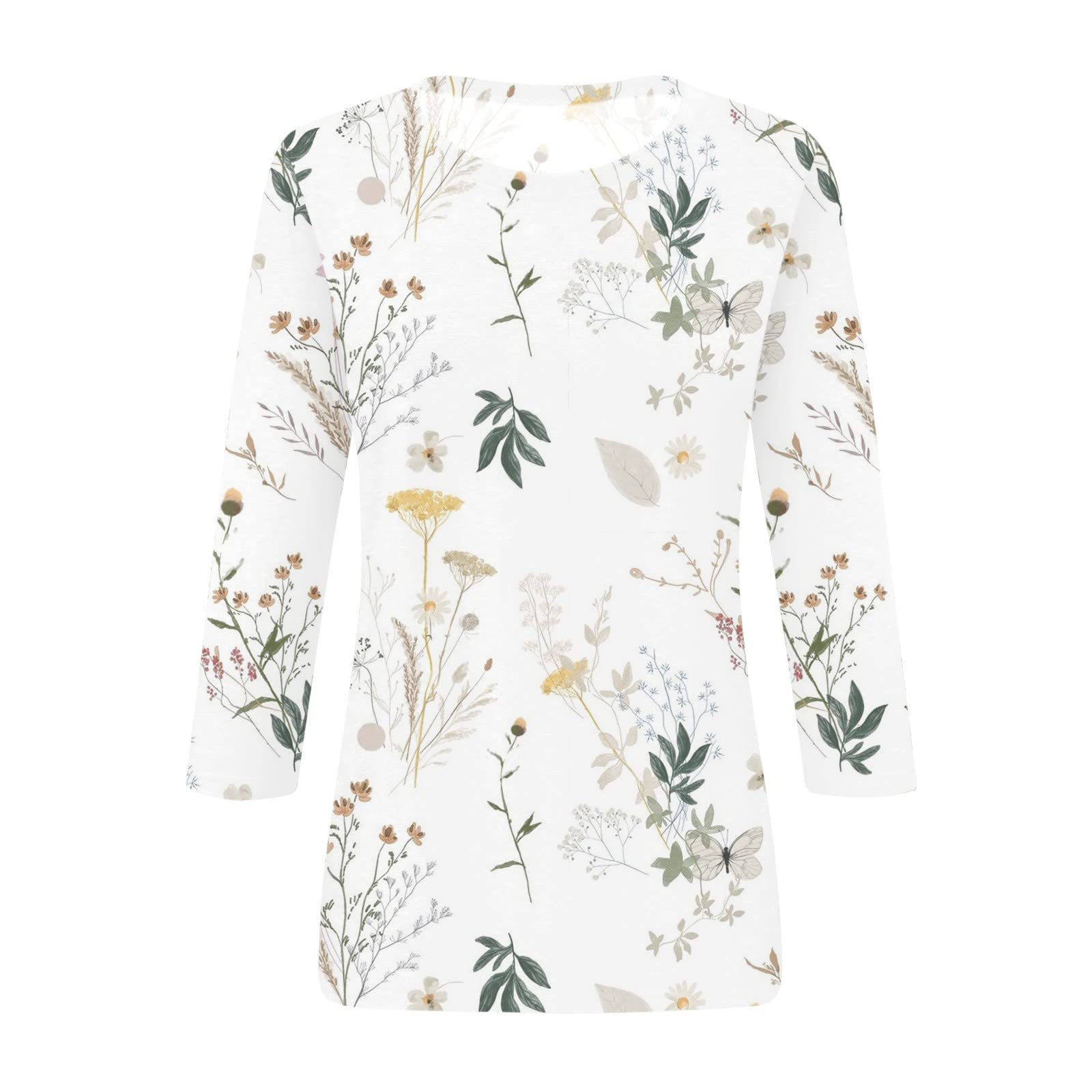 Damen Langarm T-Shirt Lässig Elegant Kurzärmeliges Top Sommer Rundhalsausschnitt Bluse Tech-Stretch Oberteile