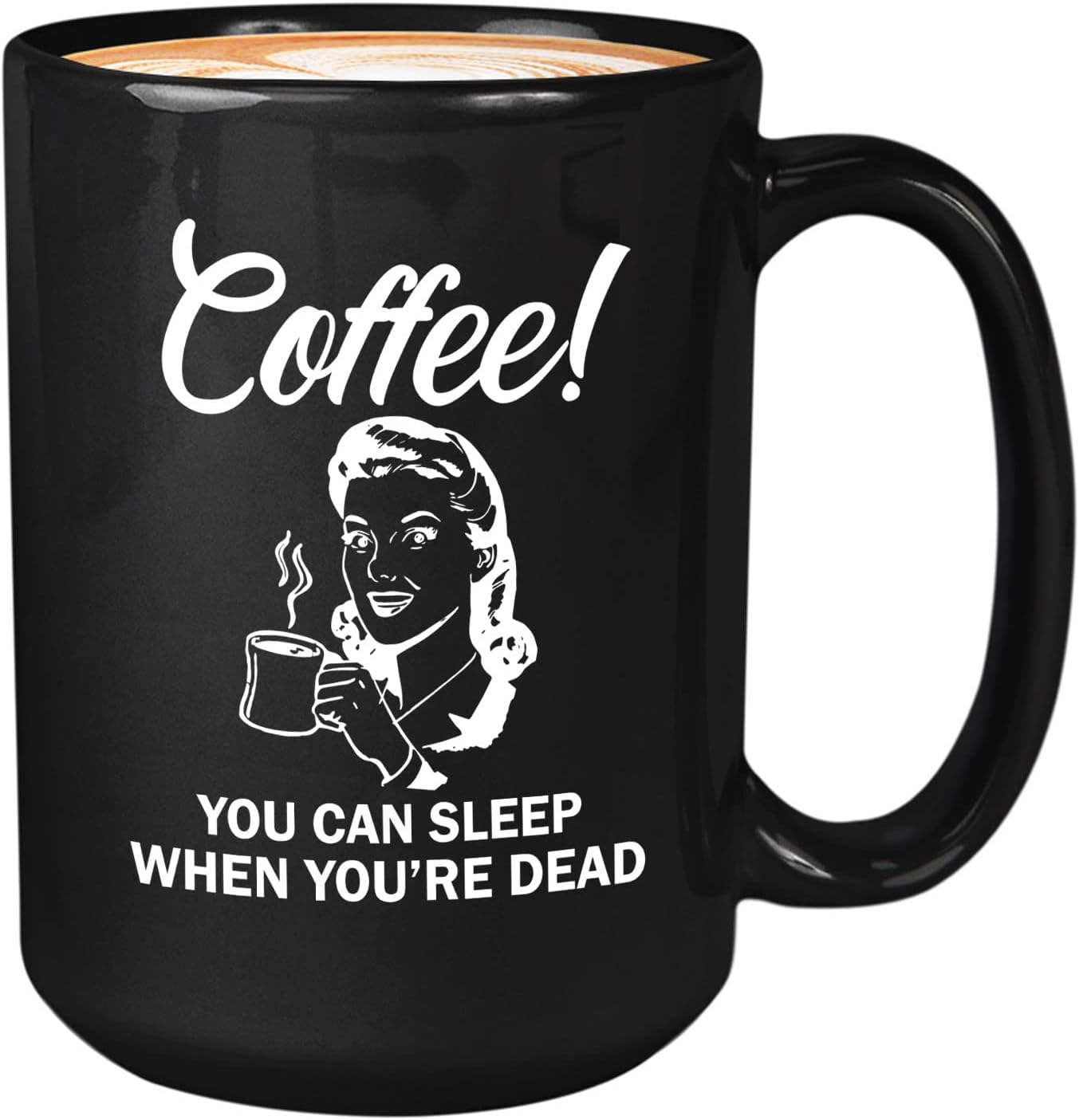 Bubble Hugs Sarcasm Coffee Mug 15oz Black - Funny Sarcastic Mug for Men, Women, Bestfriend, Coworker - Sarcasm, Gag, Jokes, Witty, Coffee Lover, Coworker, Employee (Coffee! You Can Sleep)