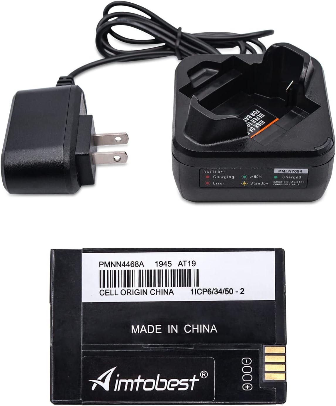PMLN7109A Charger with PMNN4468 2300mAh Li-ion Battery Compatible for Motorola SL300 TLK100 SL7500 Radio