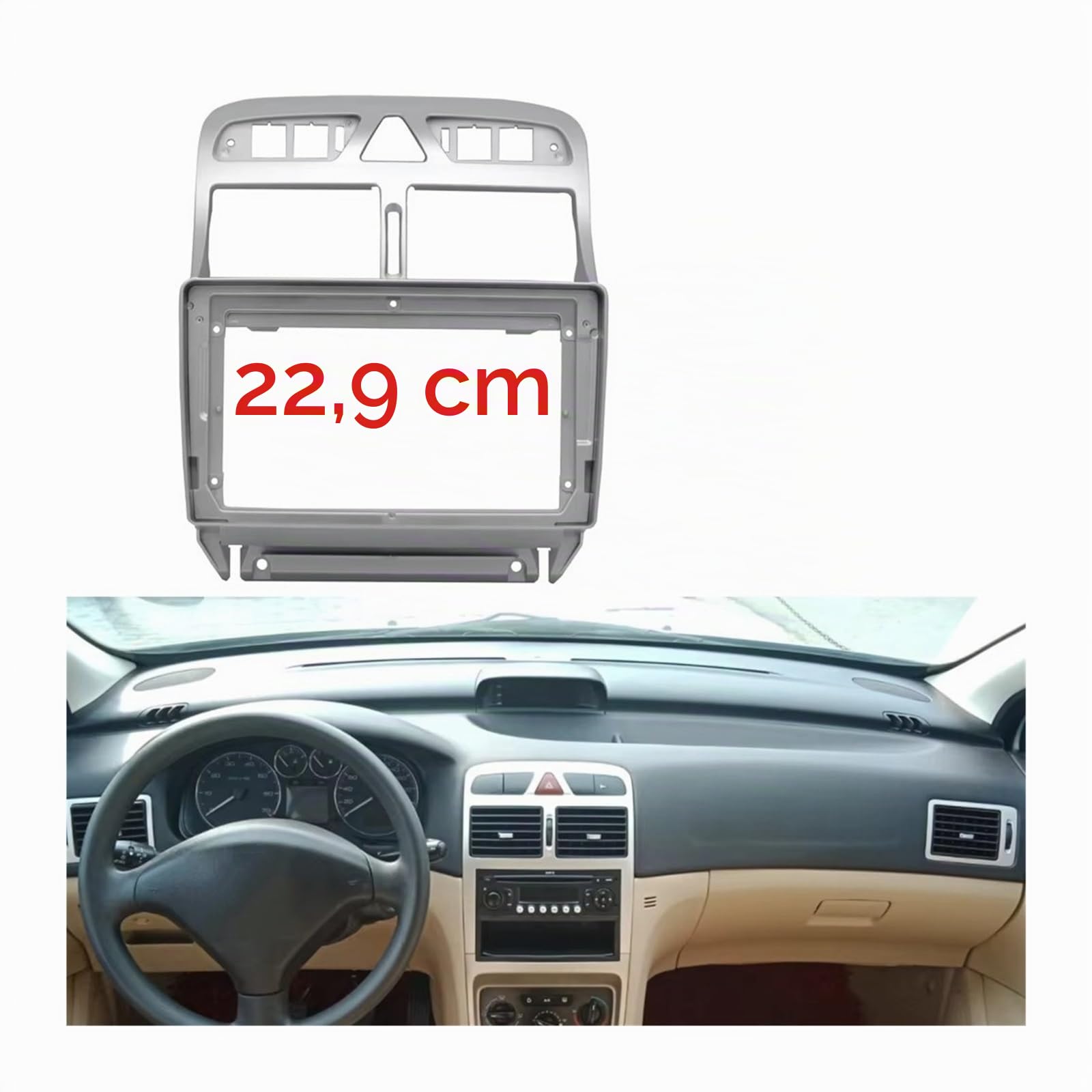 Carcasa Marco Radio Coche Adaptador Conexión Audio Marco Coche Kit Embellecedor Tablero Radio Panel Facia 9 Pulgadas 1 DIN para Peugeot 307 307CC, 2002-2013