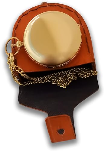 Miniatura 4 de PORTHO Brújula de botón y bolsa de cuero rojo  Acabado de latón brillante  Regalos para graduación, amistad, bautismo, cumpleaños  Útil para