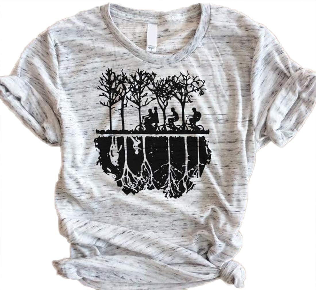 Stranger Things Upside Down Graphic Shirt Womens Short Sleeve Tees Casual Vintage Tops