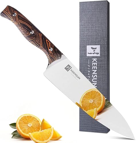 Miniatura 1 de KEENSUN Cuchillo de cocina profesional de 80in resistente al óxido acero al polvo para cocinero cocina ultra afilada con mango de compuestos de