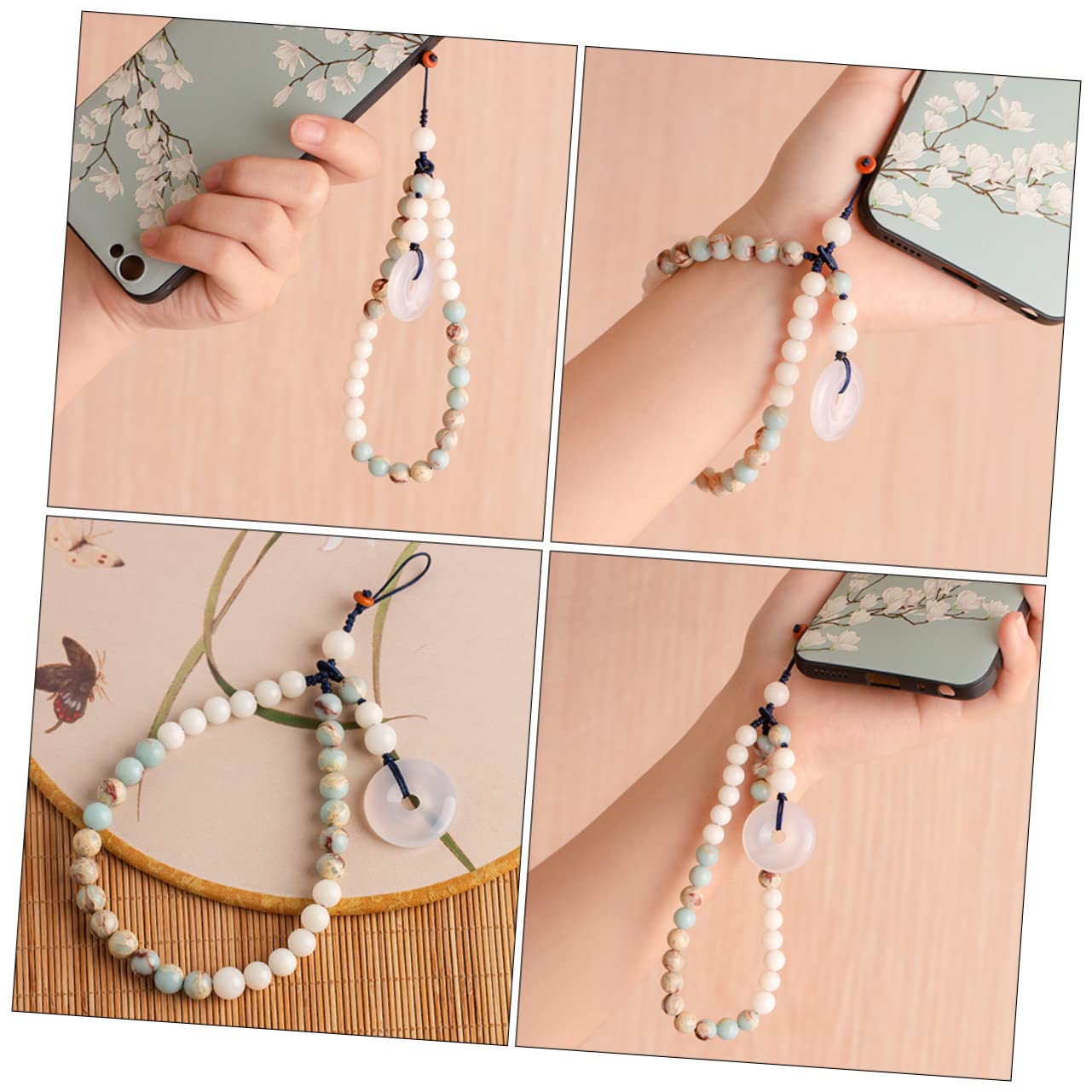OSALADI 3piezas Cadena Colgante Para Teléfono De Jade y Shoushan Correa Antipérdida Desmontable Diseño Estilo Chino Para Decorar y Proteger Dispositivos Móviles