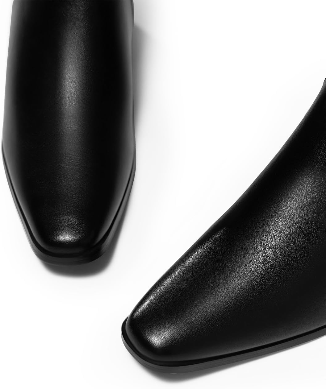 Coutgo Womens Booties Low Heel Ankle Boots Square Pointed Toe Chunky Heel Side Zipper Dressy Fall Boots Shoes - Image 4