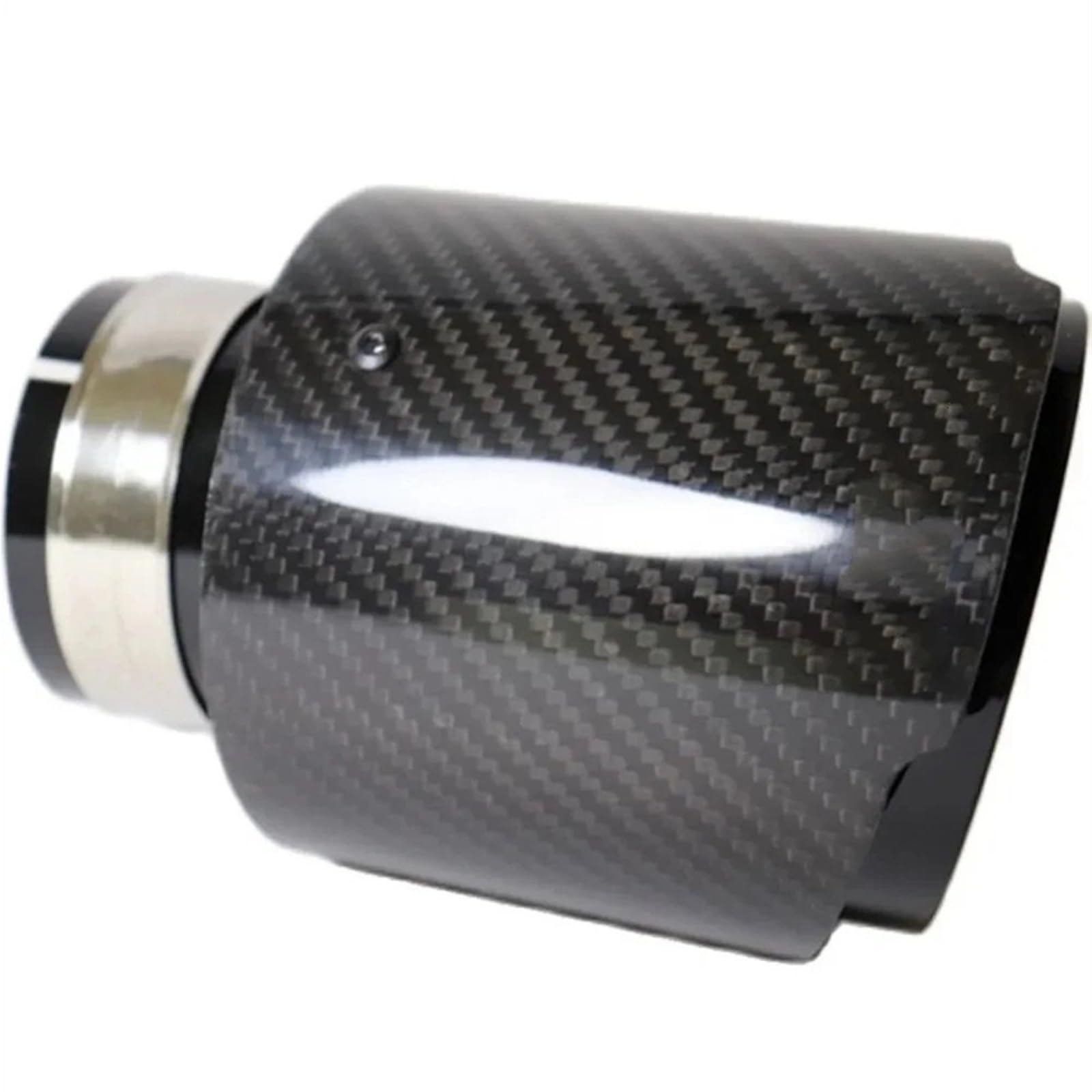 Car Silencer Uniwersalna końcówka tłumika z włókna węglowego, układu wydechowego, dysza prosta, nierdzewna, czarna(63MM IN 114MM OUT)