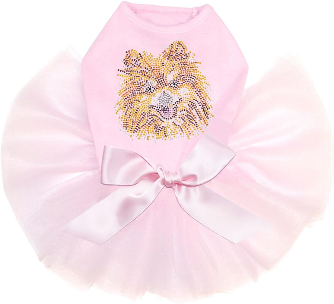 Pomeranian Bling Rhinestone Dog Tutu Dress, 2XL Pink