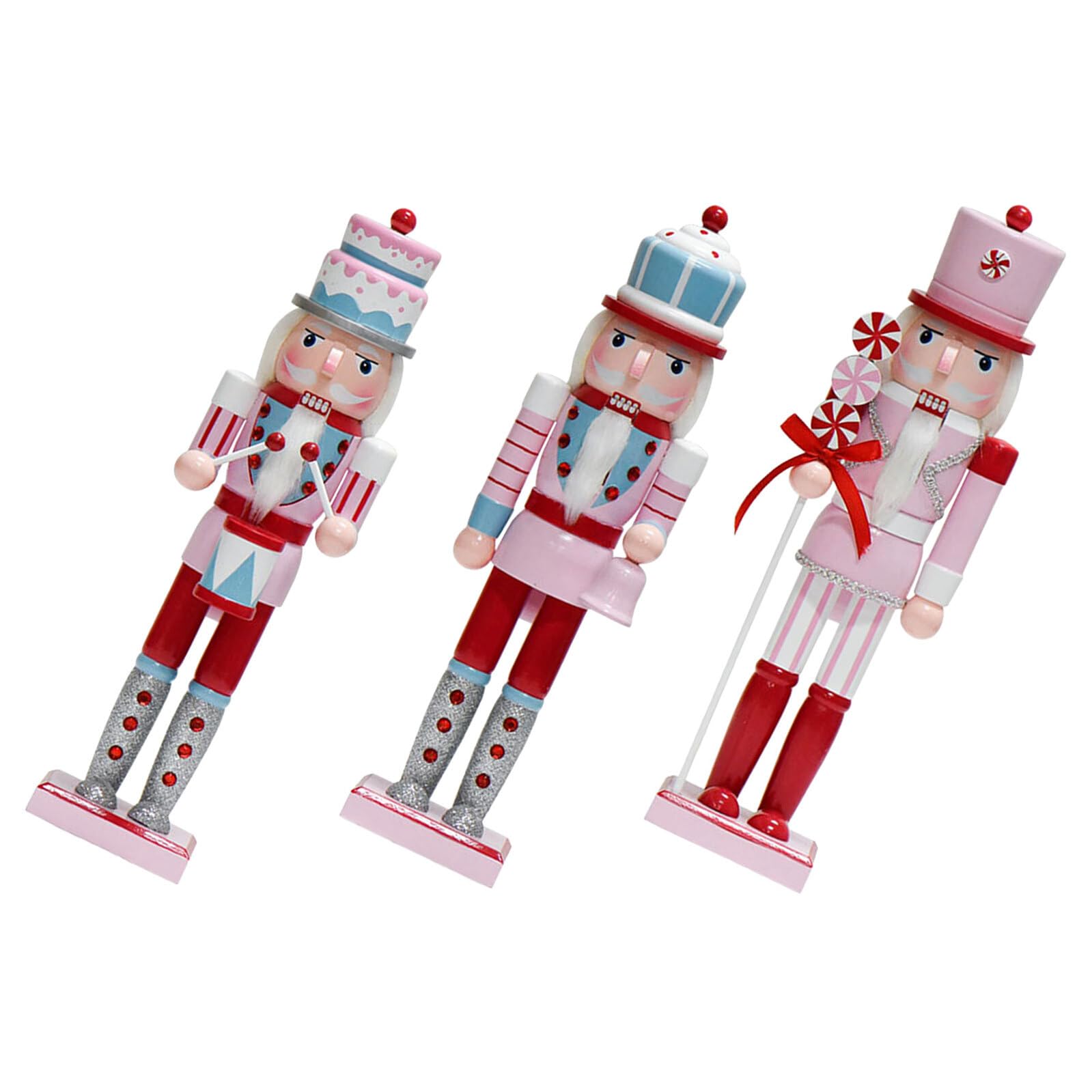 Figurines Casse-Noisettes de Noël Pastel pour Décoration de Cheminée et Étagère