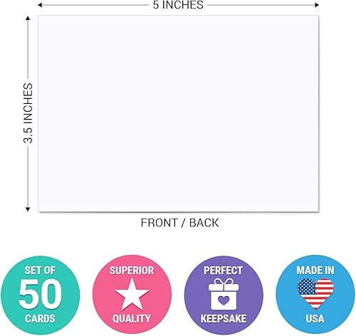Miniatura 2 de 321Done Tarjetas blancas pequeñas de 3.5 x 5 pulgadas (juego de 50)  Tarjeta blanca gruesa, pesada y lisa para escribir, sellar, dibujar  Haz tu