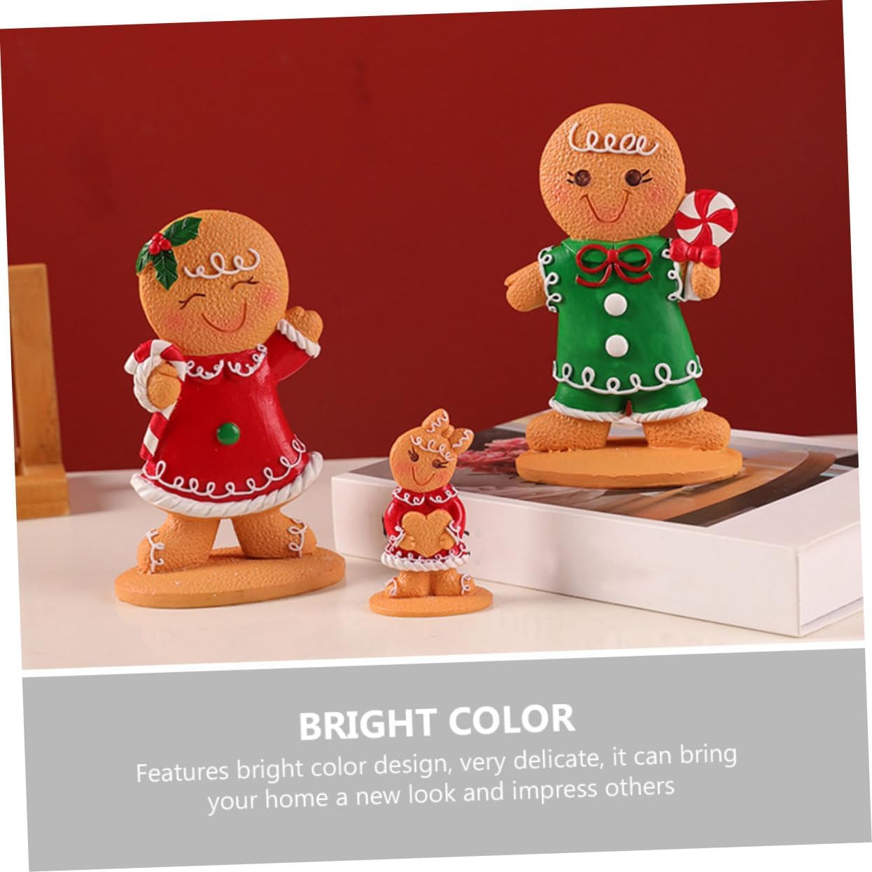 2pcs Christmas Gingerbread Man Table Centerpiece Cute Festival Ornament for Home Office and Party Decorations Create Festive Atmosphere