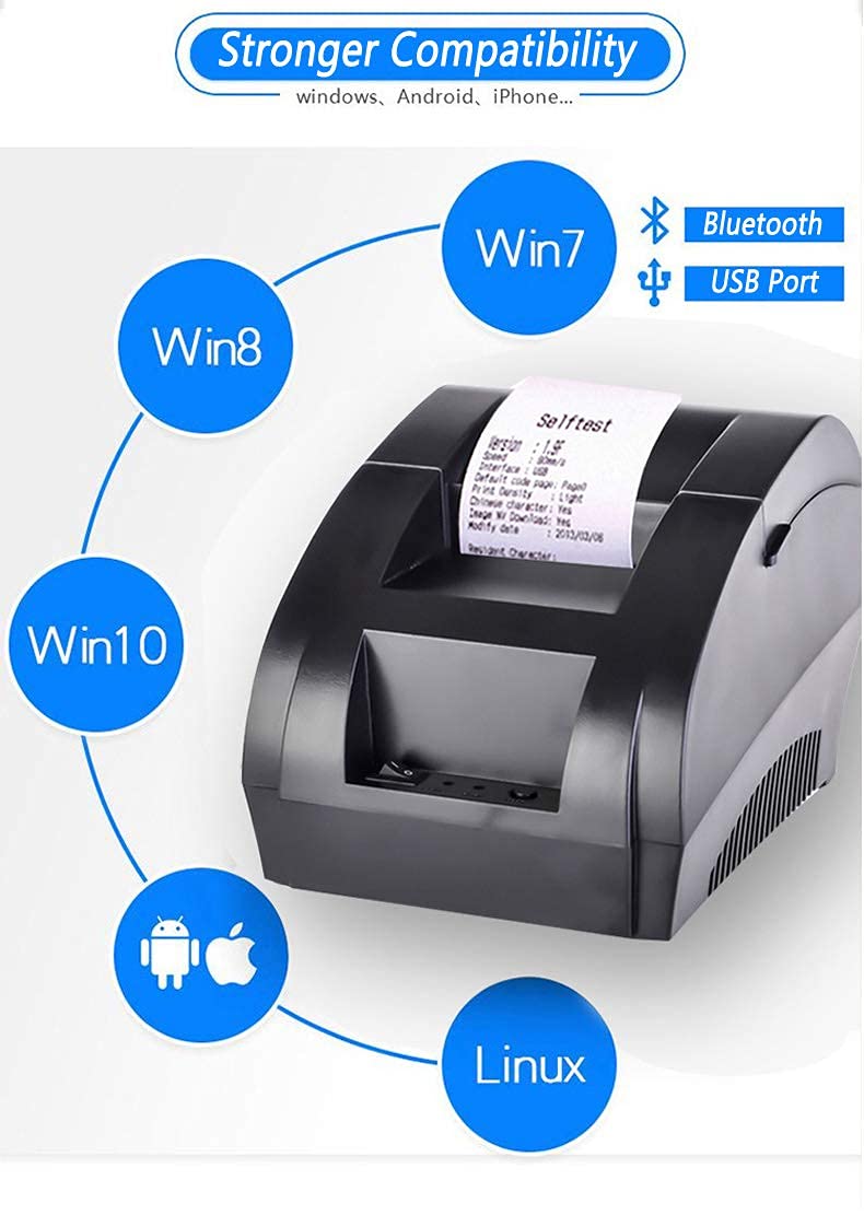Stampante Termica ricevute USB Bluetooth Stampante POS da 58 mm finestre telefoni cellulari supermercati e Negozi, USB + BT
