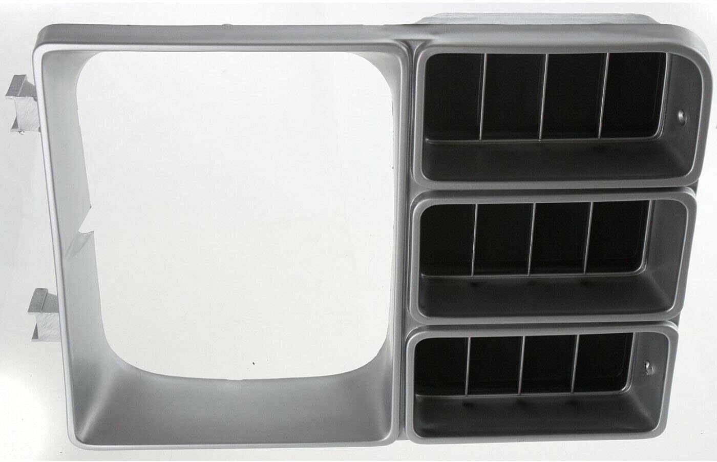 DAT AUTO PARTS Front Left Driver Side Head Light Grille Cover Bezel Molding Insert Replacement for 1981-1982 Chevy Chevrolet Suburban Blazer Black Silver Chrome Trim Plastic GM2512105 14021351