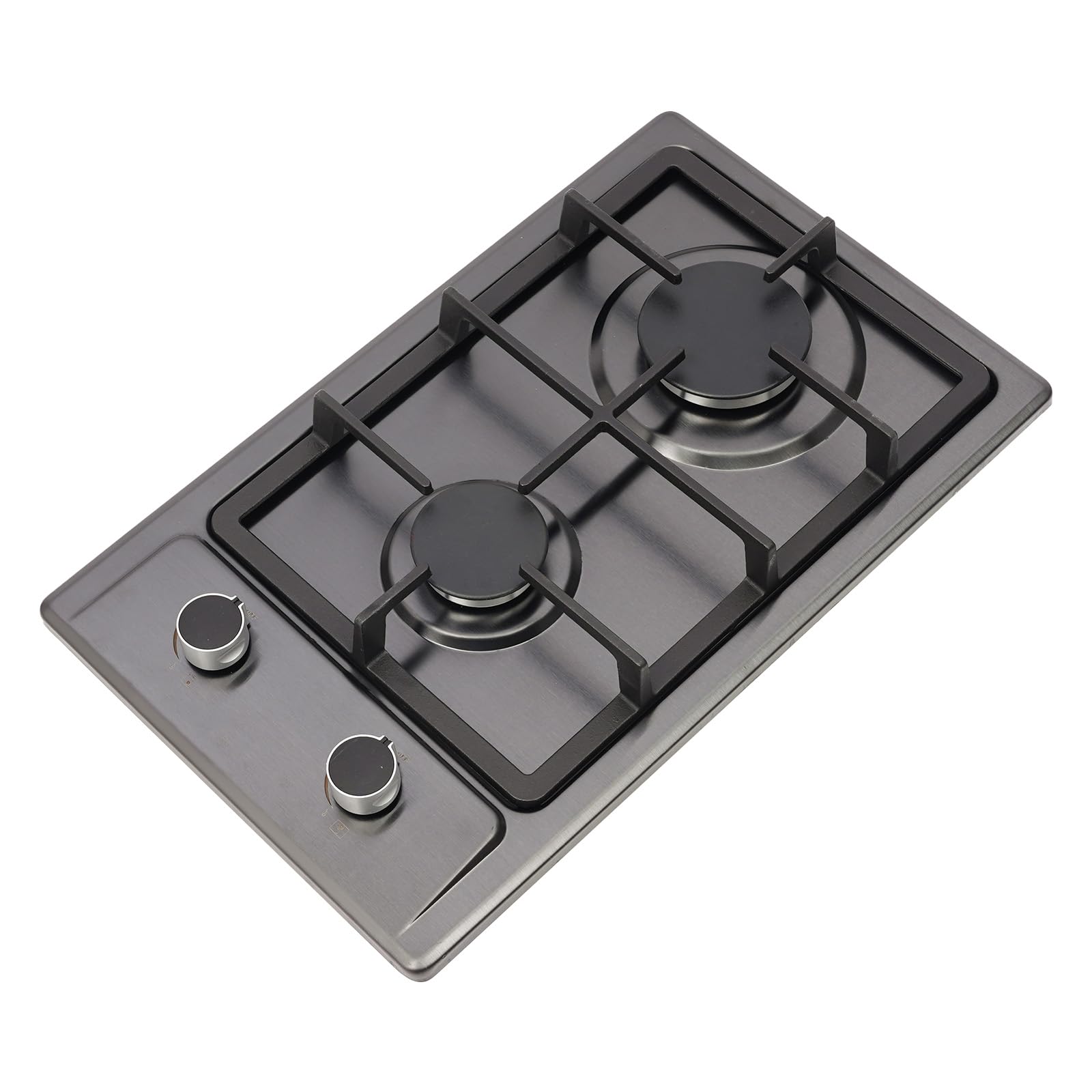 Tragbare Gasherd 2 Flammig, Mitgelieferter Umrüstdüse, 1.3m Schlauch, 51×31×10cm, 3kw+1,75kw Brenner, Gaskocher Camping, Gaskochfeld Outdoor (Schwarz)