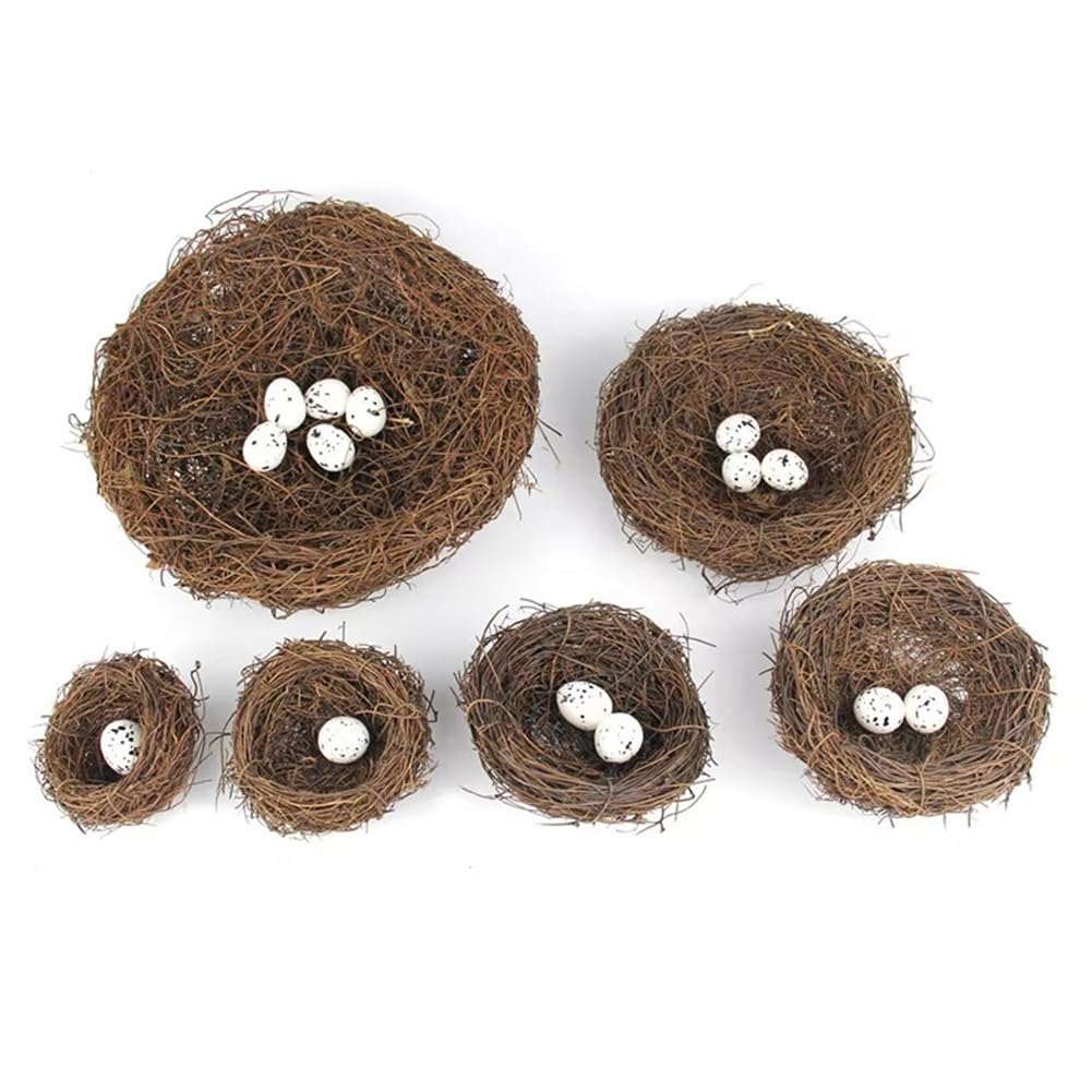 CTRLZS Easter Eggs Simulation Rattan Bird Nest Handmade Diy Crafts Egg Decor Props Artificial Easter Decoration(Excluding Eggs)
