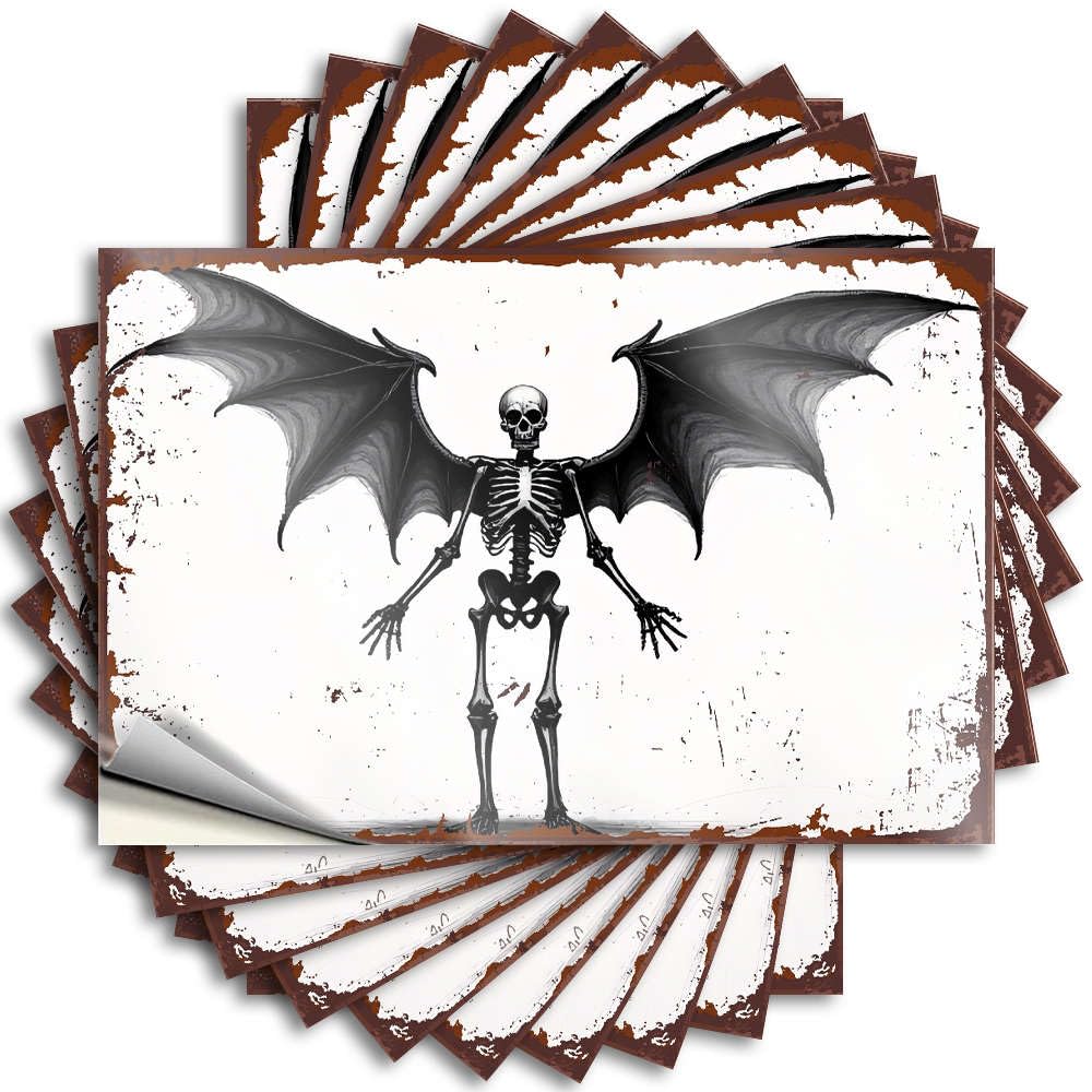 Plush, Tattoo Laptop A Skeleton with Bat Wings. | Billiards Men Cave Decor(6X9CM)