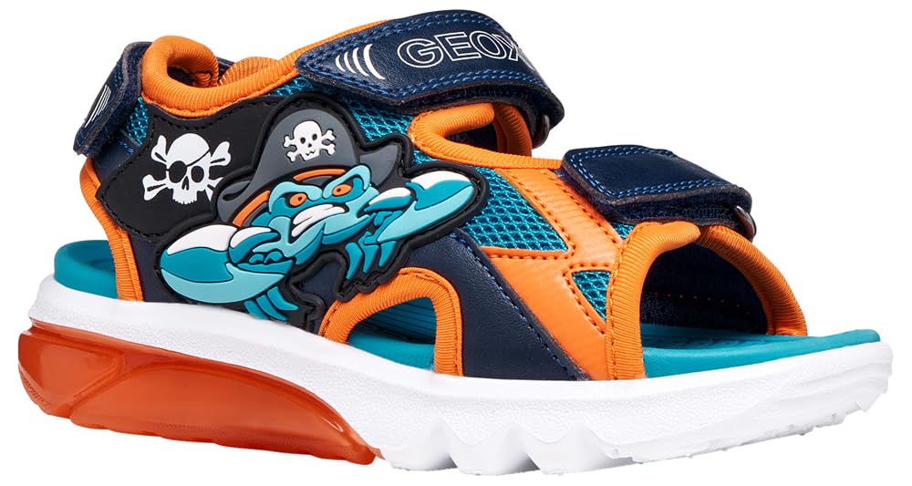 Geox J CIBERDRON B Sandal, Petrol/Orange, 31 EU