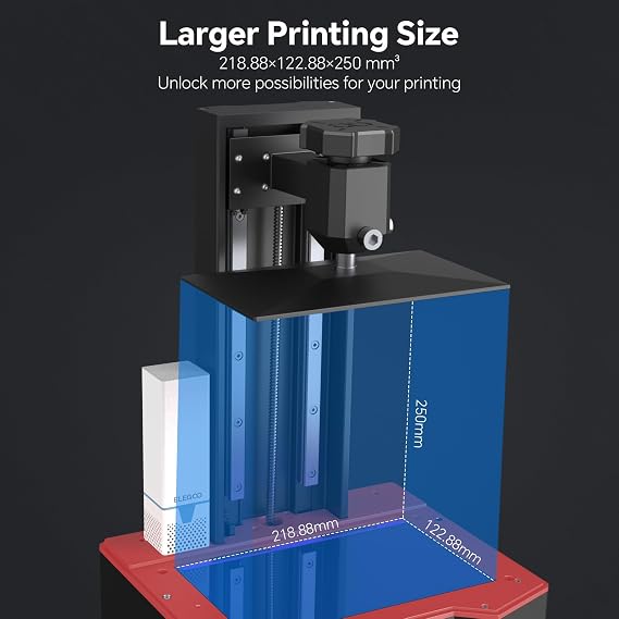 ELEGOO Saturn 3 12K MSLA 3D Printer with 10 Monochrome LCD Screen Fresnel Collimating Light Source Voxeldance Tango Software Printing Size 218.88mm*122.88mm*250mm
