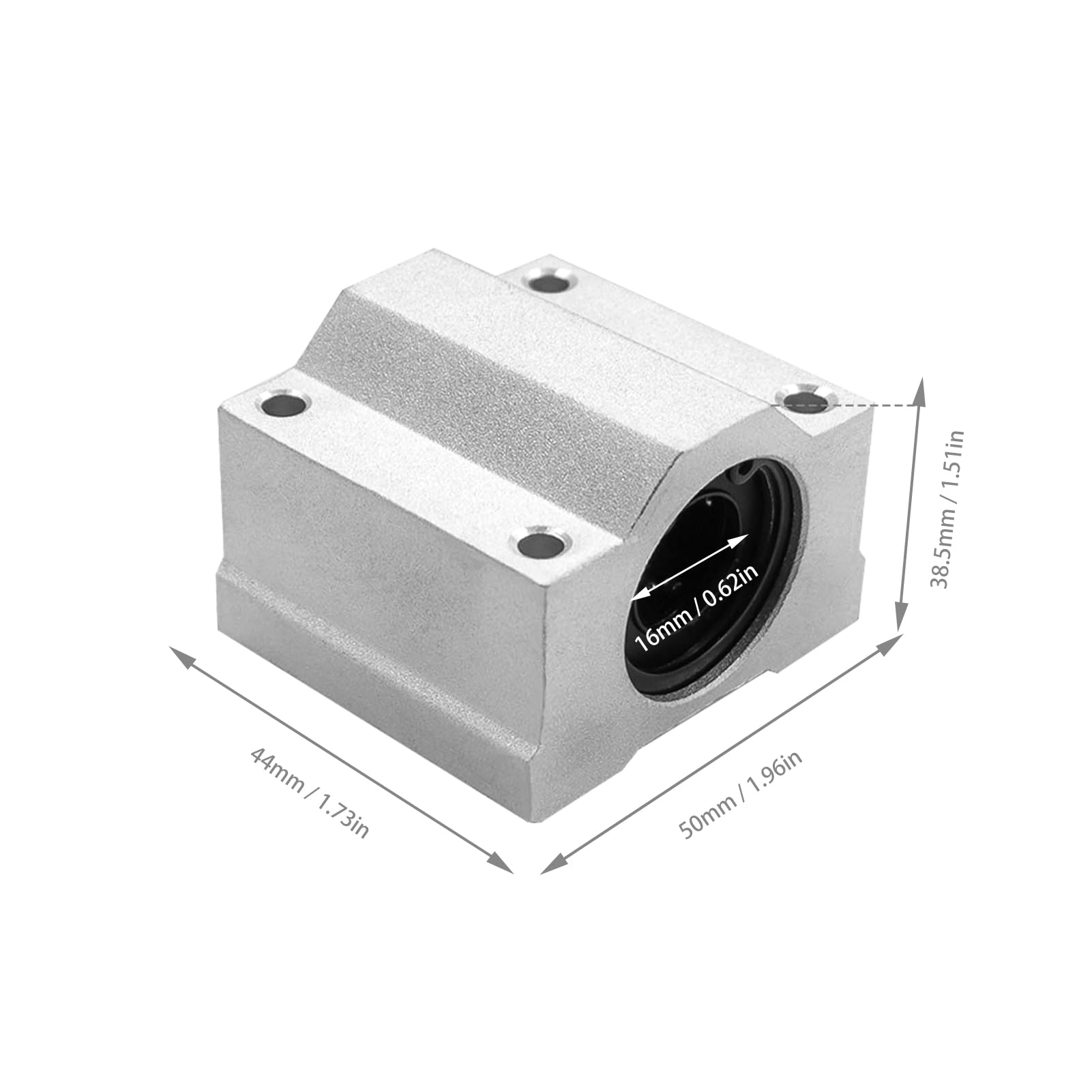 4Pcs SC16UU Linear Motion Ball Bearing Slide Block ID 16mm Aluminum Bushing Linear Rail Support Guide Shaft Bearing for Printer Parts 4 Pack — Amazon image 2
