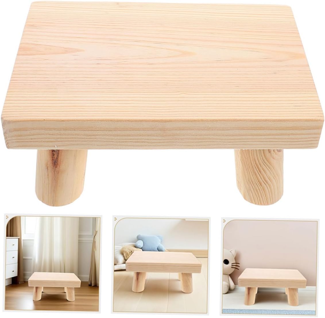 2pcs Wooden Step Stool for Small Step Stool with Rounded Corners 22x15x10cm Kitchen Helper Footstool for Bathroom and Potty Training
