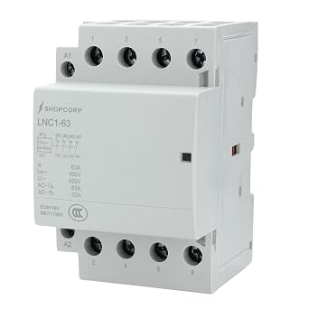 4 Pole Contactor 24v Coil Normally Closed NC 63 amp IEC 400V AC Contactor 40a, Motor Load, Lighting Load 63A, Silent Operation with Mounting Base for DIN Rail