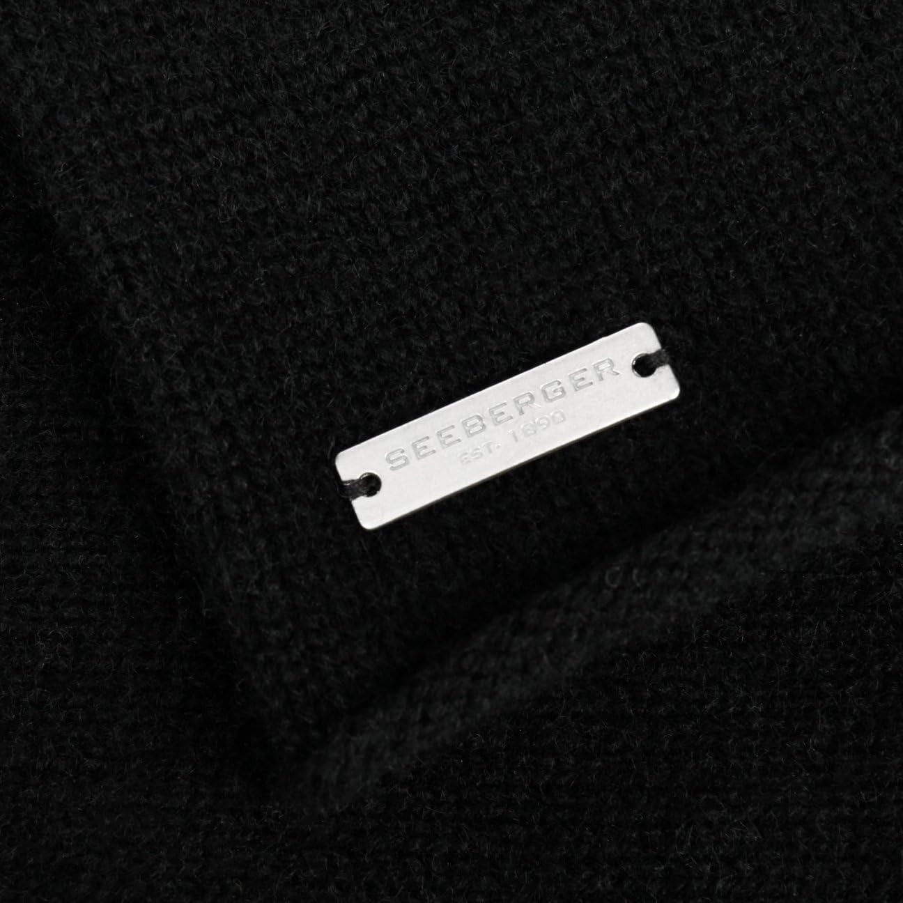 Seeberger Bonnet Cachemire a Bord Roule Femme - Long en Tricot Beanie Oversize Automne Ete Printemps Hiver Printemps-ete