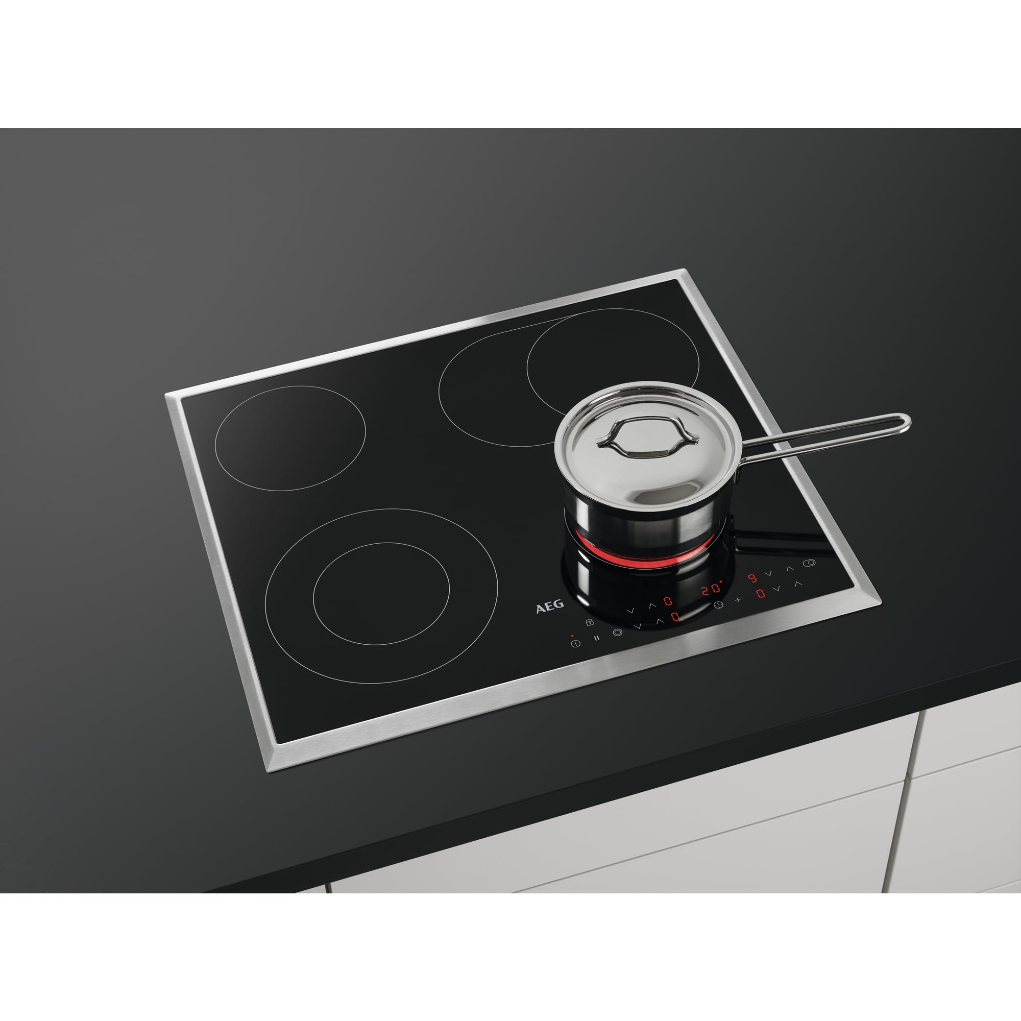 AEG 3000 Series Radiant Hob Ceramic, HK634060XB, 60cm 4 Zones, Ceramic Hob with Stainless Steel Frame — view 6