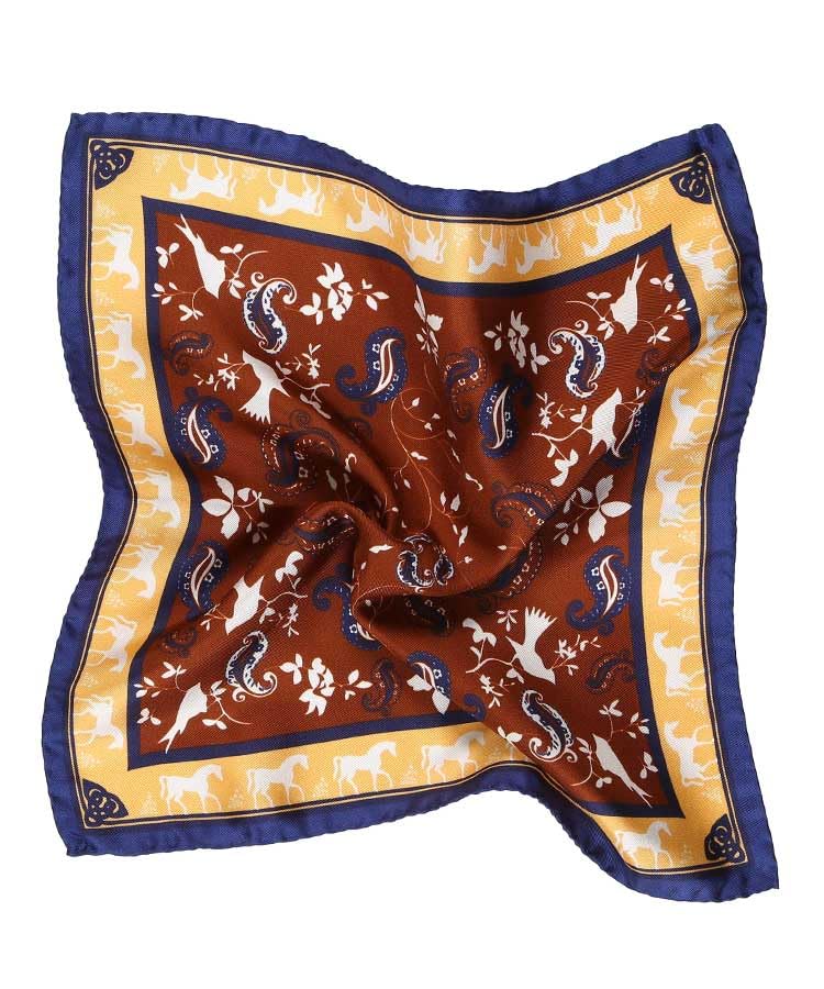 Image of Italian 100% Silk Pocket Square, Premium Small Batch Accessory for Men, 32x32 cm (12.5''x12.5''), One Side Print