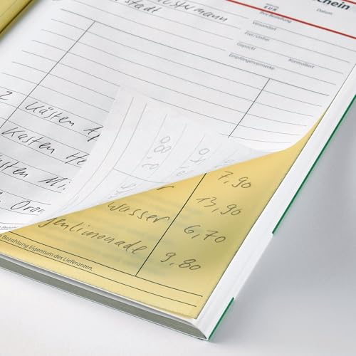 SIGEL KG428 Kassenabrechnung A4, 2x50 Blatt, mit Blaupapier, ultrafeiner Mikroperforation, Für exakte Einnahmen-/Ausgaben-Rechnung mit Ausweis des MwSt.- und Netto-Betrages