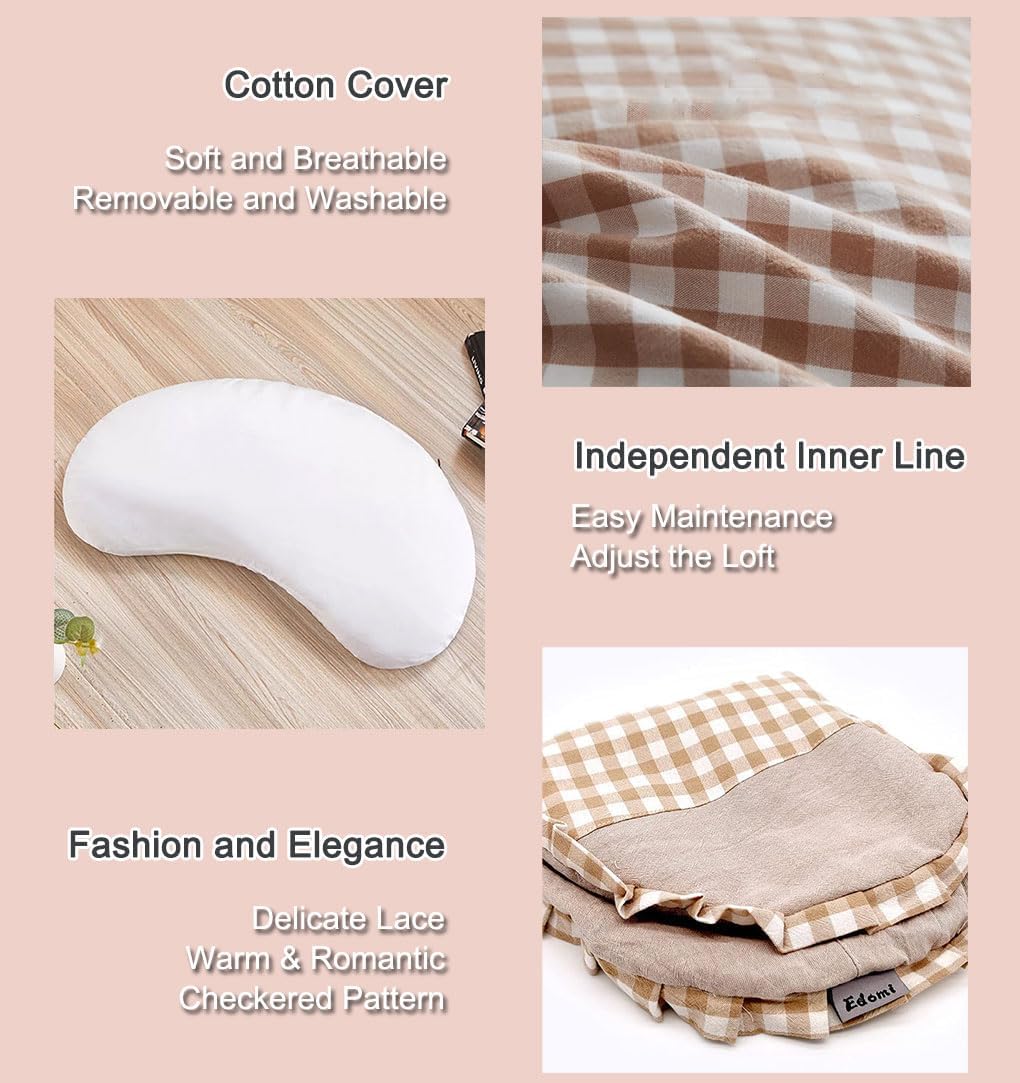 Buckwheat Hulls Pillow for Sleeping Upgrade Large Cervical Pillow with Washable Cover Moon Shaped Cooling Neck Support for Side and Back Sleeper (22x12 inch, Khaki) - Image 7