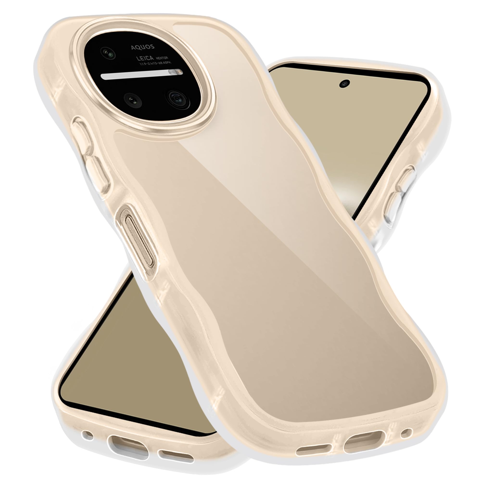 Wonyihui For AQUOS R11 ケース クリア かわいい 波状フレーム 耐衝撃 SH-51G スマホケース 滑り止め 人気 可愛い アクオス R11 カバー 落下防止 (クリア)