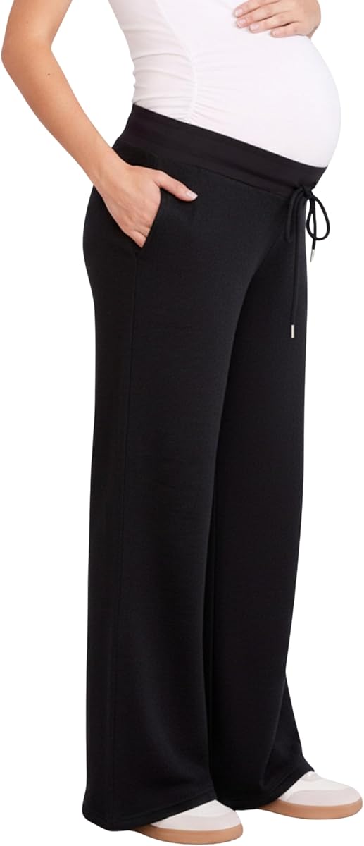 Pantalones deportivos para mujer con cordón y pierna ancha debajo del vientre