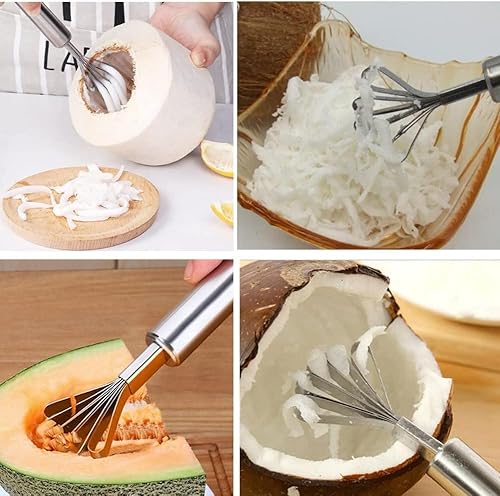Miniatura 7 de Rallador raspador de carne de coco de acero inoxidable, multiusos para escamas de piel de pescado, removedor de pelador para cocina (paquete de 3)