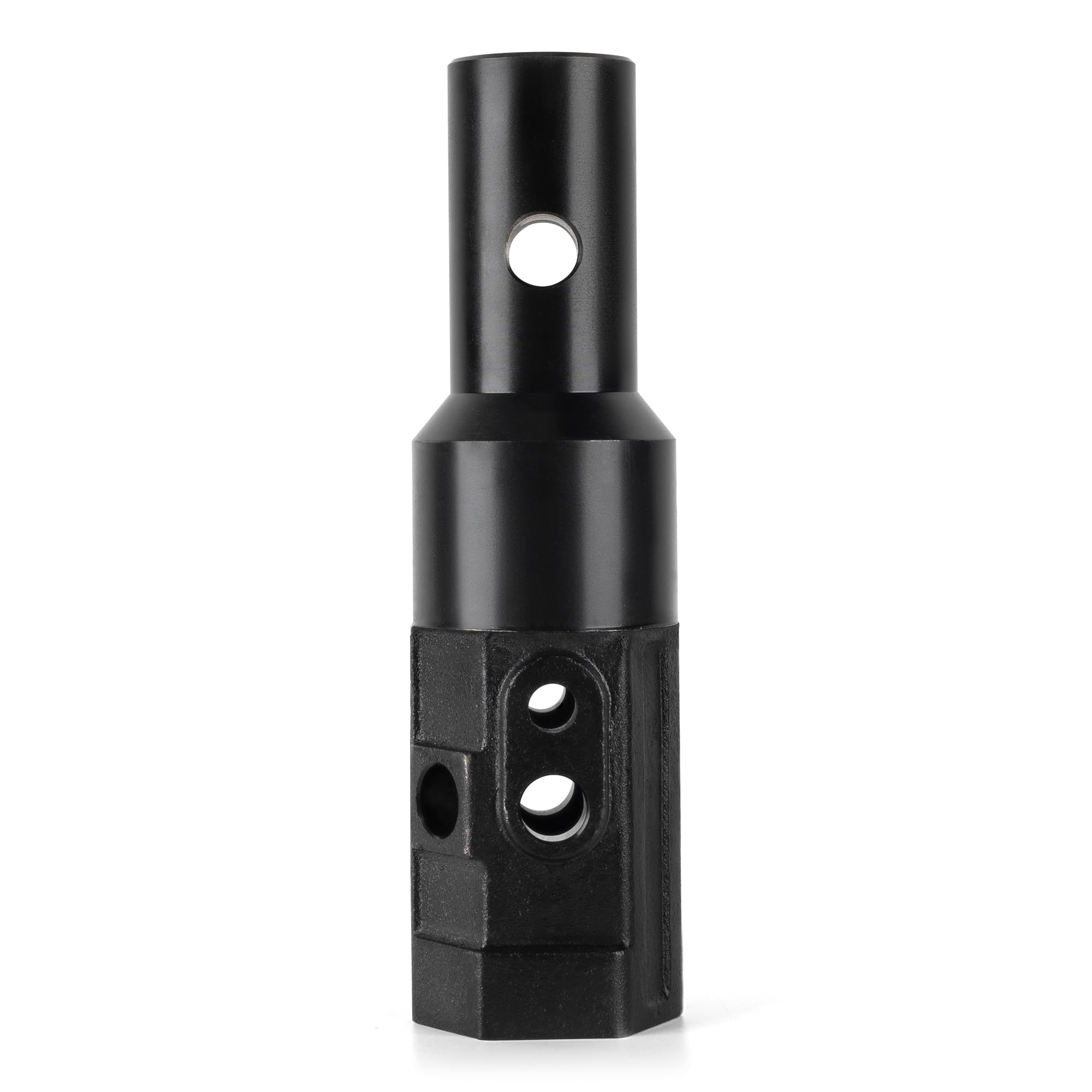 2" Female Hex to 2-9/16" Male Round Auger Adapter Heavy-Duty Auger Coupler Welded Drive Converter for Skid Steer, Tractor, Post Hole Digger &amp; Earth Auger Bit, Fits 3/4" or 7/8" Pins