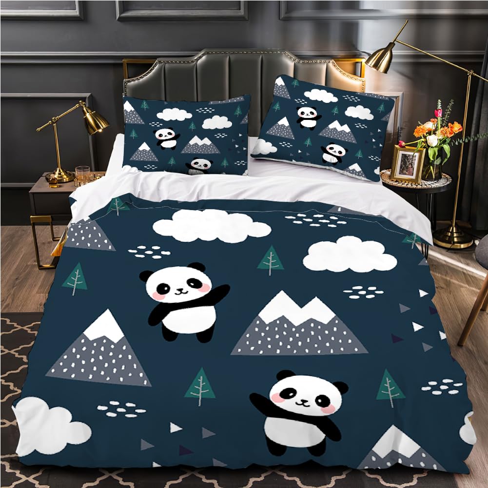 Parure de lit panda 3D 220x240 cm de qualité supérieure et toucher ultra doux